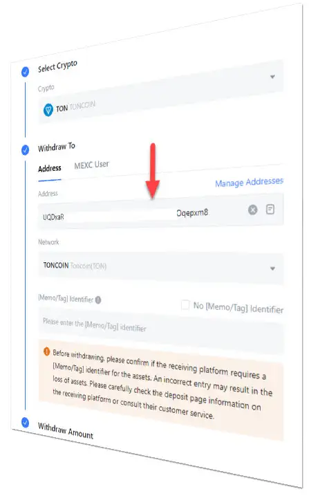 How to transfer TON from the MEXC exchange to your TON wallet 4