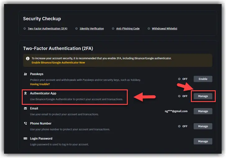 Authentication App binance