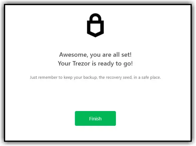 Complete the Trezor cold wallet installation