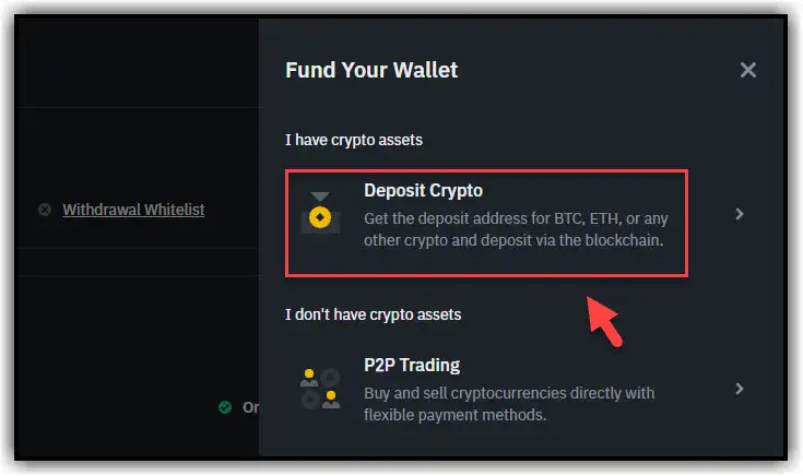 Deposit crypto binance