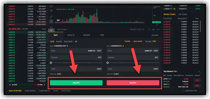 Select the token you want to trade binance