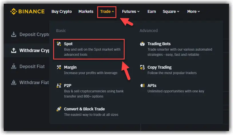 Spot Trading on Binance Exchange