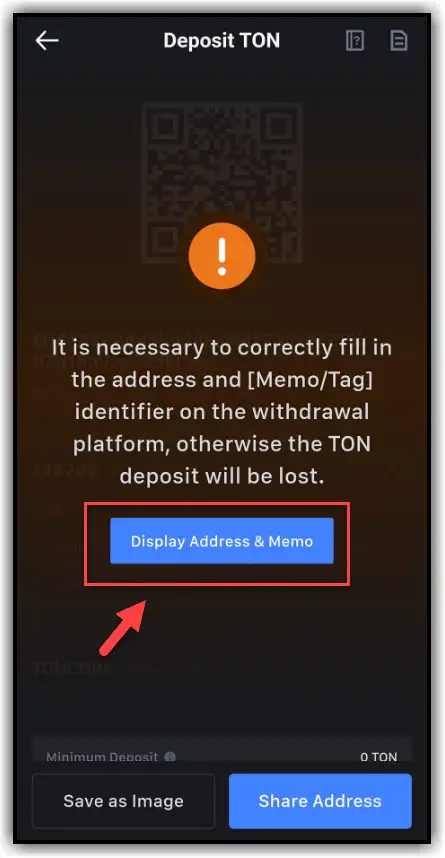 Choose Display address and memo