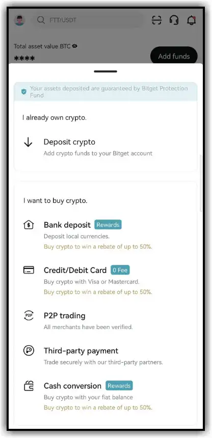 Complete your payment on Bitget App