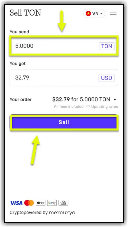 sell toncoin step 2